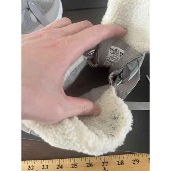 Sorel Grey Felt Sherpa Lining Short Winter Boot Women’s 6.5 Lace Up - Picture 10 of 12